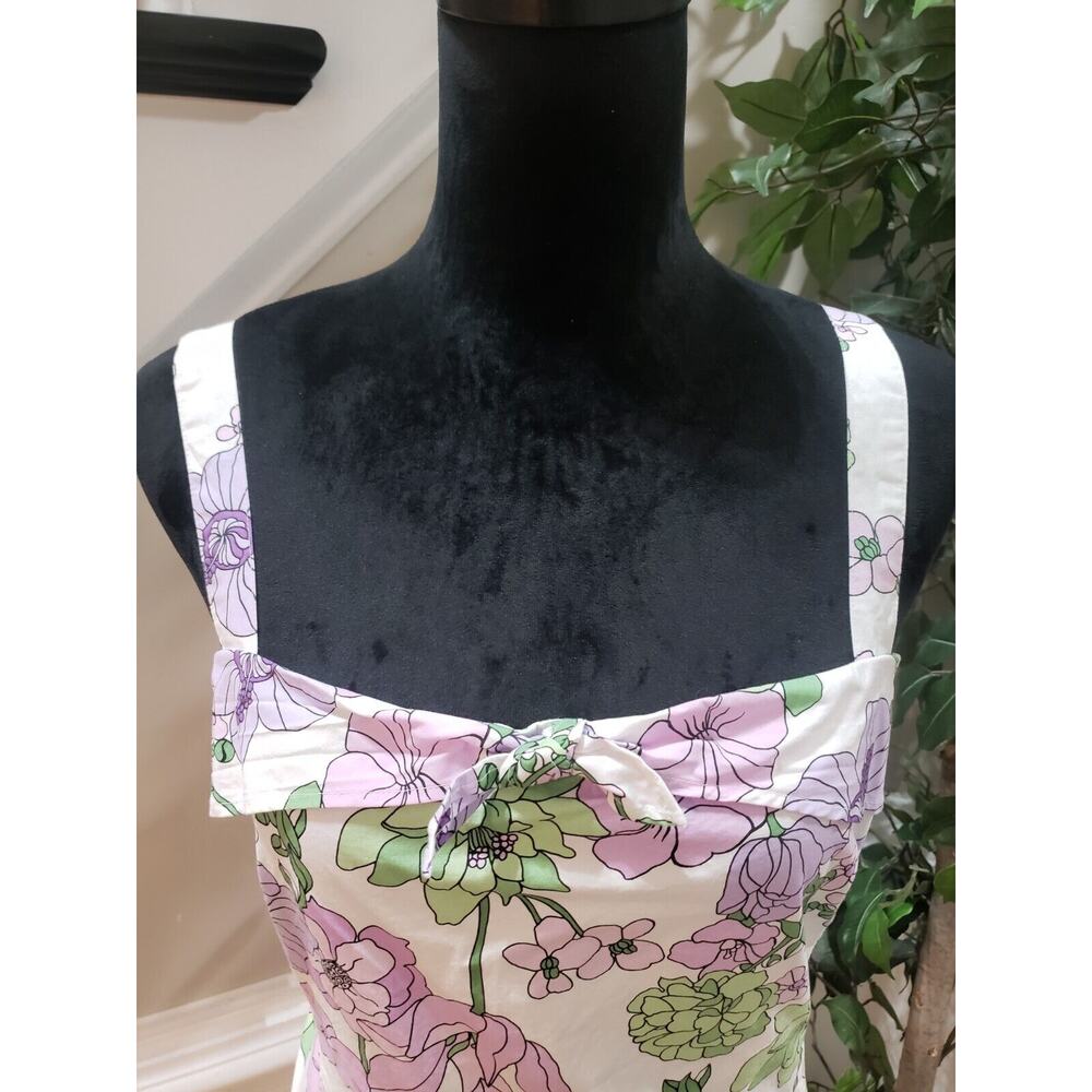 Loft Women's White Floral Cotton Square Neck Sleeveless Casual Top Blouse 14P - Picture 2 of 12